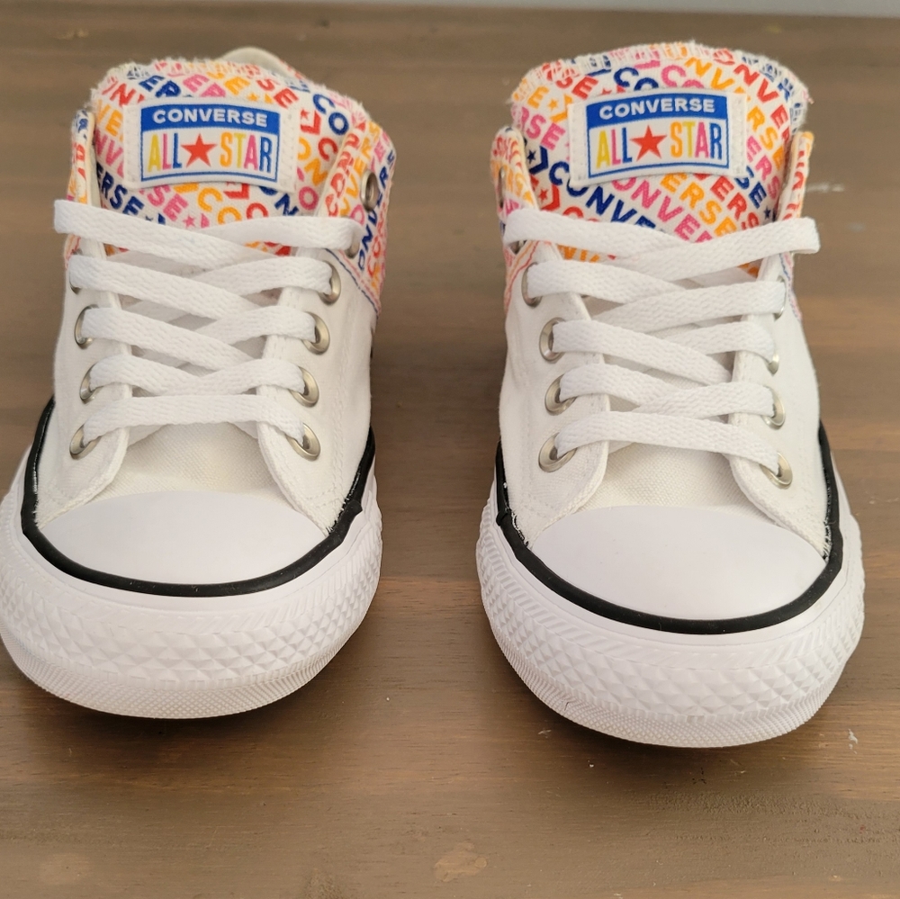 Converse Women's Madison Wordmark Canvas Sneakers, White/Orange/Pink Size 7